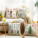 Axyaa Christmas Letter Print Throw Pillow Cover for Festive Home Decor