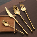 Axyaa Gold Stainless Steel Cutlery Set - Elegant Black Dinnerware Flatware