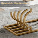 Axyaa Faux Marble Coffee Table: 47" Cocktail Table with Geometric Frame