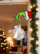 Axyaa Festive Green Hand with Red Santa Cuff Acrylic Hanging Ornament