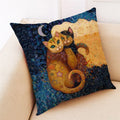 Axyaa Cat Linen Pillowcase 45x45cm for Home Décor and Comfort