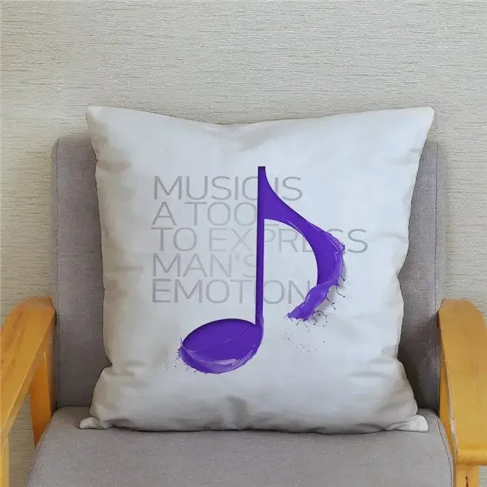 Axyaa Cartoon Sheet Music Printed Cushion Cover for Bedroom and Living Room