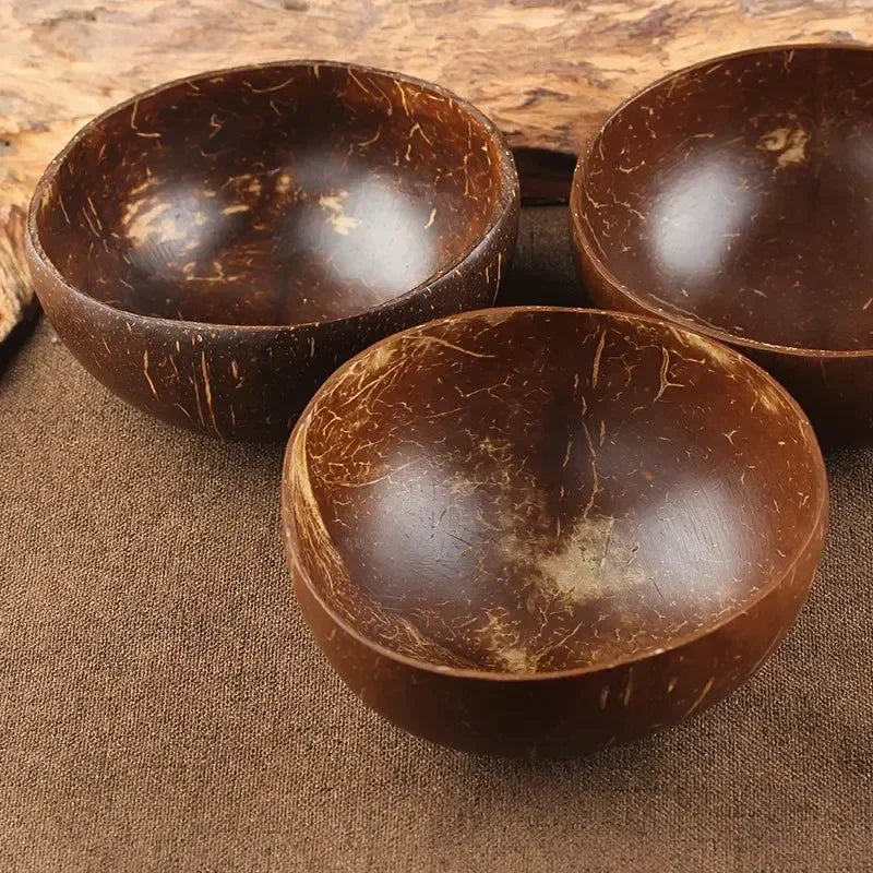 Axya Wooden Coconut Bowl and Spoon Set - Natural Eco-Friendly Kitchen Tableware