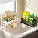 Axyaa Kitchen Sink Organizer & Dish Sponge Holder - Multi-Functional Drain Rack