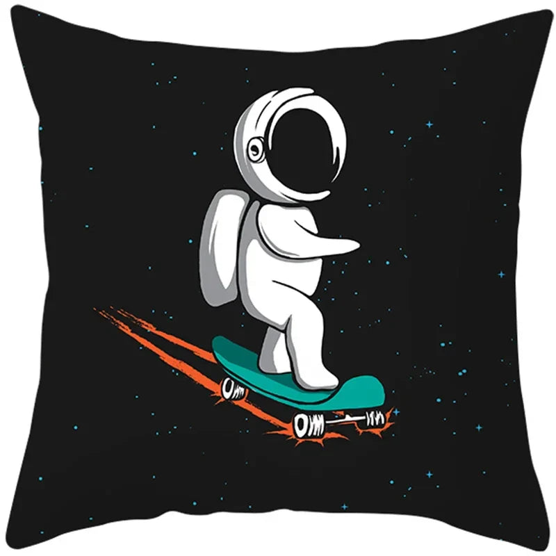 Universe Space Peach Skin Pillowcases by Axyaa - Cartoon Animation Pilot Cushion Cover