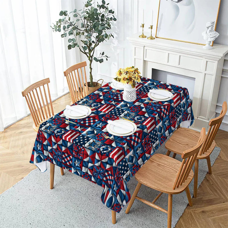Axyaa Waterproof Rectangular Tablecloth for Coffee Table - Independence Day Flower Print