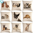 Axyaa Pug Pet Dog Pattern Cotton Linen Throw Pillow Cover for Home Decor