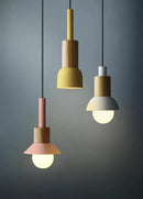 Axyaa Nordic Wood Pendant Lights Modern Macaron LED Hang Lamp Kitchen Bar Loft E27