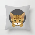 Axyaa Cute Cat Round Head Cushion Cover 45x45cm Polyester Pillowcase Square