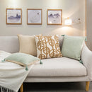 Axyaa Linen Embroidery Leaves Cushion Cover - Beige Green 45x45cm