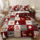 Axyaa Christmas Reindeer Plaid Duvet Cover Set - 3 Piece Set