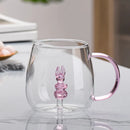 Axyaa Glass Handle Cartoon Animal Mug - High Borosilicate Juice Cup