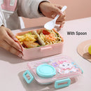 Axyaa Cartoon Lunch Box Set: 680ML, Leak-Proof, Food Grade Plastic, Microwave Safe