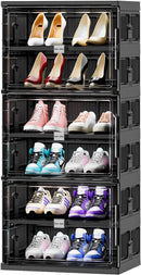 Axyaa 10-Tier Foldable Shoe Rack Organizer, Large Collapsible Storage Cabinet