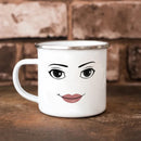 Axyaa Woman Face Enamel Travel Coffee Mug - Funny Gamer Gift