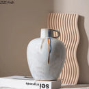 Axyaa Striped Ceramic Vase: Creative Fluid Florals Room Decor