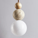 Axyaa TRAVERTINE Limestone Sphere Pendant Lamp LED Chandelier for Bedroom, Restaurant, Bar