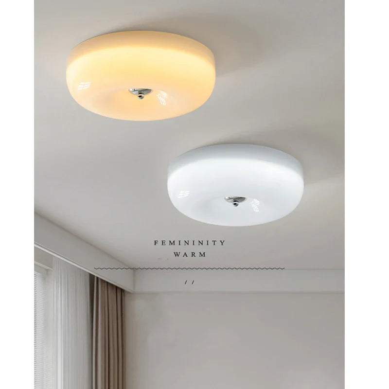 Axyaa Bauhaus Cream Ceiling Lamp: French Retro Nordic Glass Kitchen Light