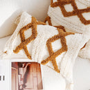 Axyaa Boho Beige Brown Jacquard Embroidery Pillowcase 45X45cm