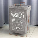 Axyaa Foldable Laundry Basket with Handle - Waterproof Iron Frame Storage Hamper - Large Size