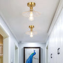 Axyaa Green Glass Copper Ceiling Light Fixture - Modern LED Kitchen Balcony Lamp