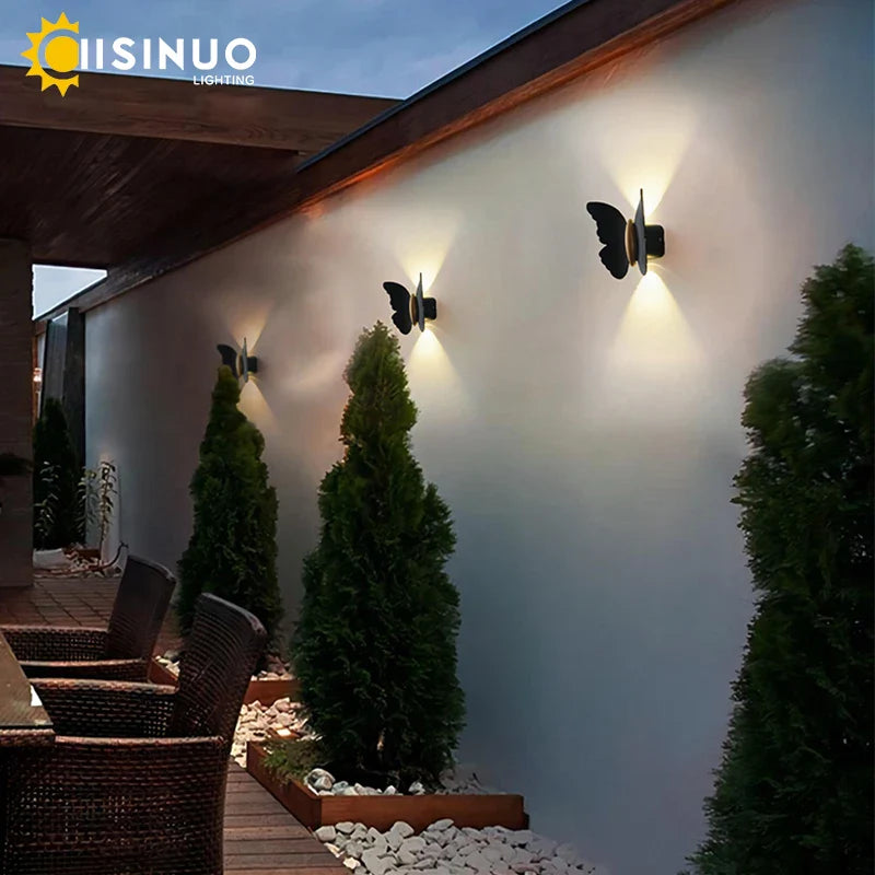 Axyaa Butterfly LED Garden Wall Light - Outdoor Waterproof Aluminum Fixture