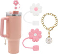 Axyaa 3PCS Silicone Straw Cover & Initial Charm for Stanley Cup Tumblers