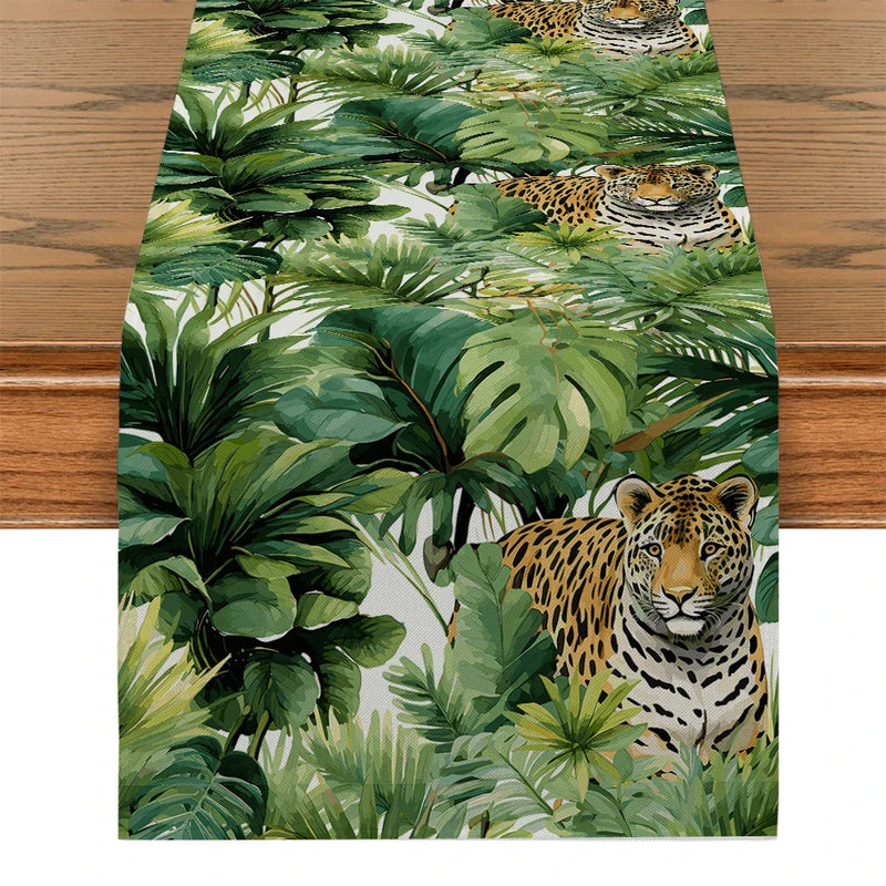 Axyaa Tropical Rainforest Table Runner for Kitchen Holiday Party Dining Decor