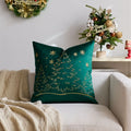 Axyaa Christmas Tree Pillow Cover - Silver Gold Snowflake Velvet - Home Decoration - 45x45cm