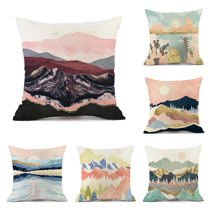 Axyaa Sunset Cactus Desert Cushion Cover - Home Decor Sofa Pillow Case
