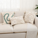 Axyaa Ethnic Cotton Tufted Beige Jacquard Throw Pillow Covers