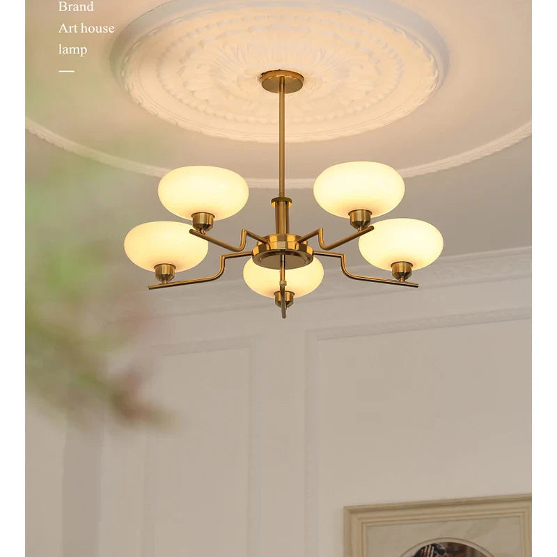 Axyaa Retro Glass Chandelier Warm Light American Style Hall Light
