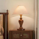 Axyaa Chinese Retro Solid Wood Floor Lamp with LED Light and Fabric Lampshade