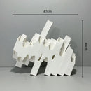 Axyaa Abstract Ceramic Sculpture Square Pipe Flower Arrangement Figurines Home Decor
