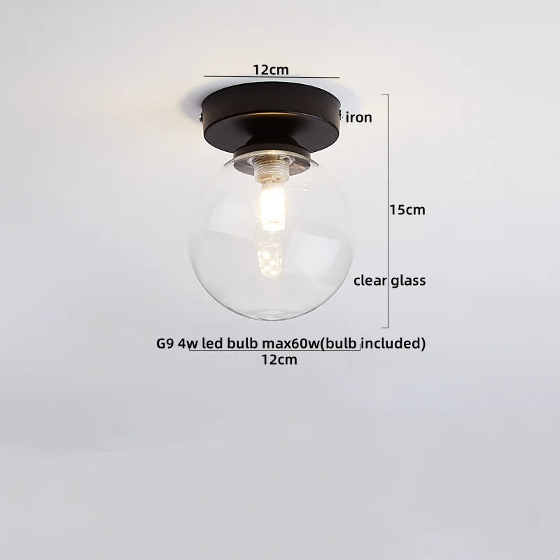 Axyaa Modern Wood Glass LED Ceiling Light for Kitchen Living Room Decor