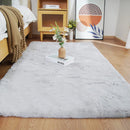 Axyaa Ultra Soft Faux Rabbit Fur Rug - Gray Fluffy Living Room Bedroom Carpet
