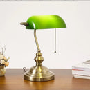 Axyaa Vintage Banker Desk Lamp with Green Glass Lampshade