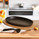 Axyaa Cast Iron Skillet Set with Tray and Spatula, Kitchen Essential for Grilled Fish