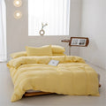 Axyaa Solid Color Washed Cotton Duvet Cover Set with Pillow Case