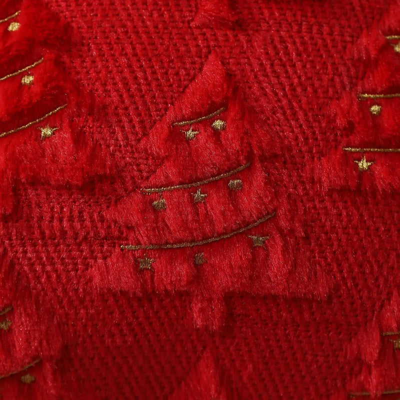 Axyaa Christmas Red 3D Xmas Tree Velvet Pillowcase