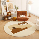 Axyaa Plush Retro Living Room Round Carpet: Soft Fluffy Rug for Bedroom & Cloakroom