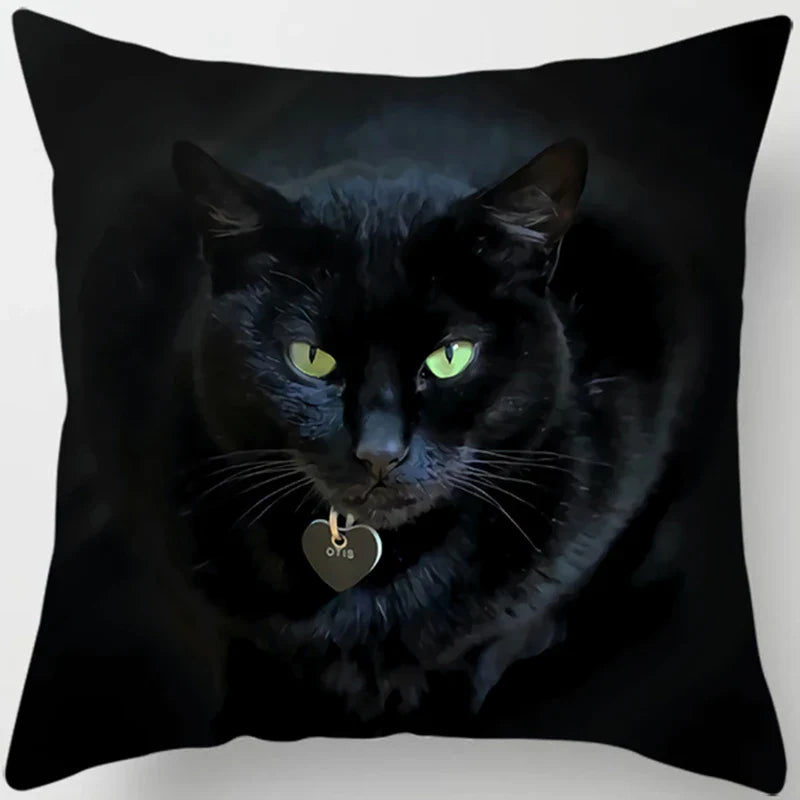 Axyaa  Black Cat Pillowcase  Decorative Square Cushion Cover 45*45cm