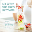 Axyaa High-Temp Glass Water Bottle with Protective Bag, BPA-Free Sport & Travel Drink Bottle