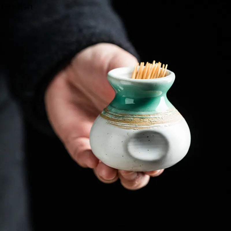 Axya Ceramic Toothpick Holder: Portable Dining Table Storage Container