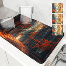 Autumn Scenery Kitchen Absorbent Draining Mat by Axyaa - Quick Dry Dish Drying Mat