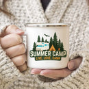 Axyaa Mountain Handle Camping Mug - Adventure Begin Enamel Cup for Camper Lovers