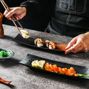 Axyaa Ceramic Sushi Plate: Japanese Restaurant Style Rectangular Porcelain Plate