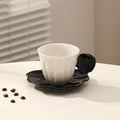 Axyaa Ceramic Shell Mug with Saucer: Abstract Art Tea Coffee Cup, 280ml