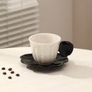 Axyaa Ceramic Shell Mug with Saucer: Abstract Art Tea Coffee Cup, 280ml