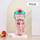 Axyaa Kids Cartoon Straw Cup 550ML - Anti-falling Portable Water Bottle